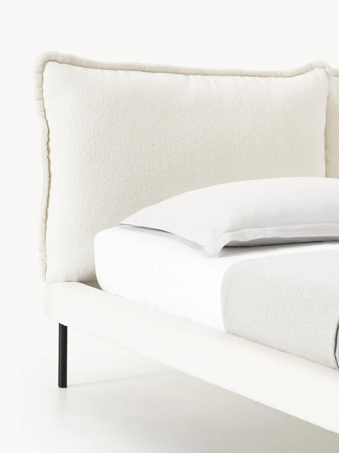 Cama tapizada de borreguillo bouclé Amelia