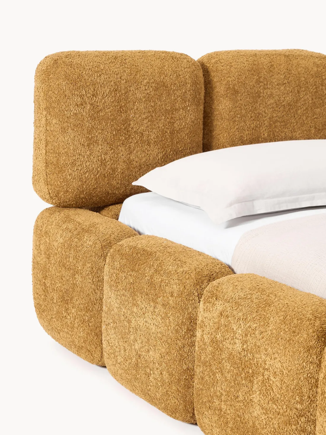 Cama tapizada de borreguillo bouclé Tayla