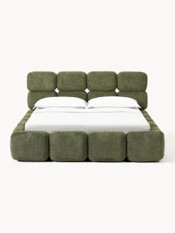 Cama tapizada de borreguillo bouclé Tayla