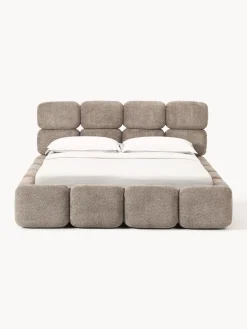 Cama tapizada de borreguillo bouclé Tayla