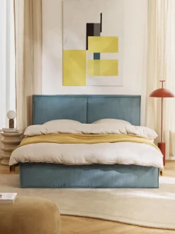 Cama tapizada de pana con espacio de almacenaje Dream