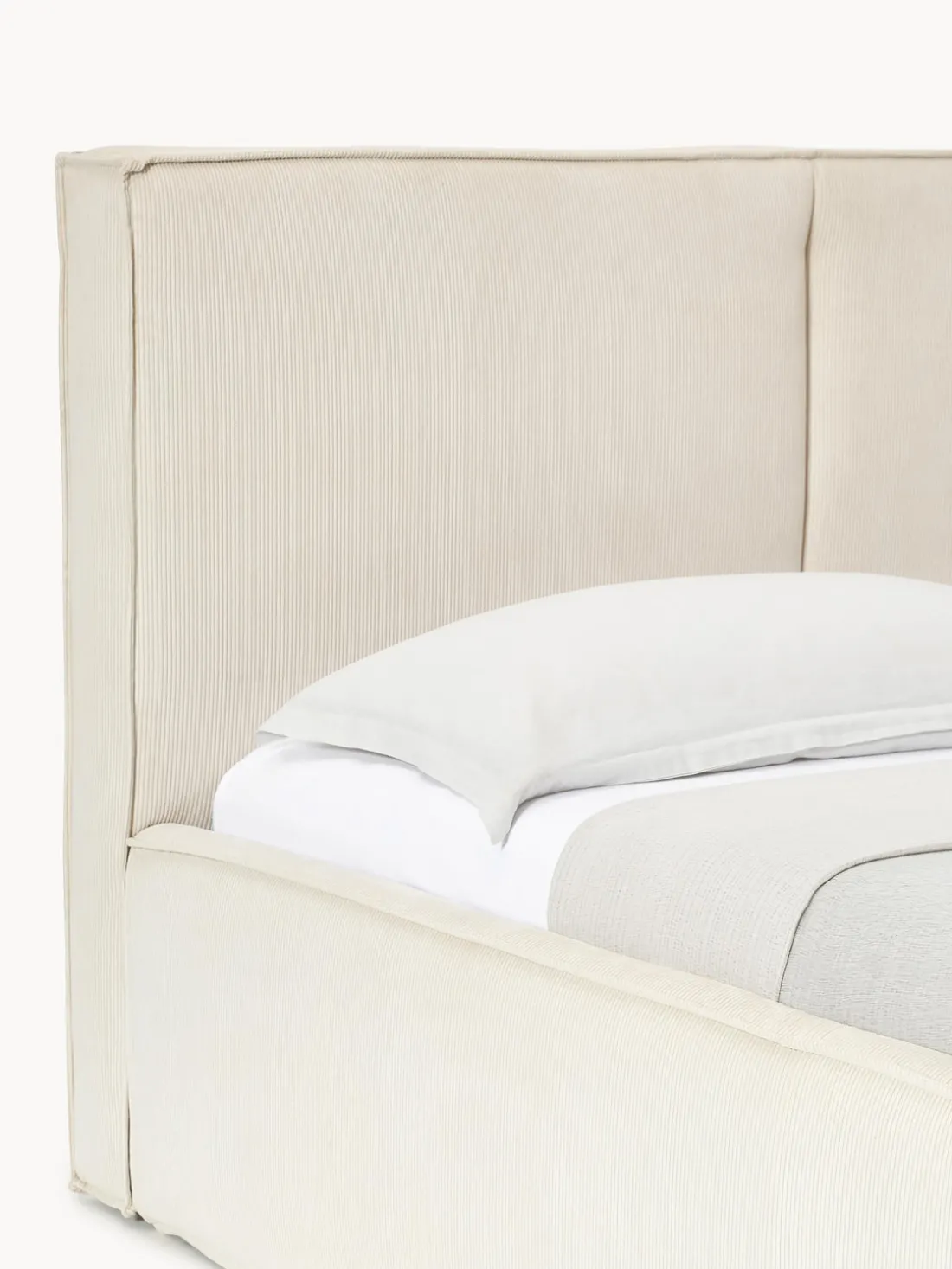 Cama tapizada de pana con espacio de almacenaje Dream