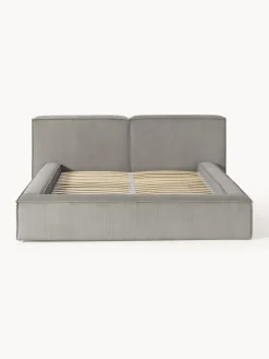 Cama tapizada en pana Lennon, con espacio de almacenamiento