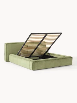 Cama tapizada en pana Lennon, con espacio de almacenamiento