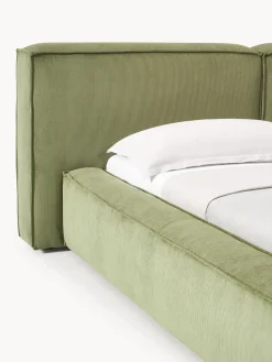 Cama tapizada en pana Lennon, con espacio de almacenamiento