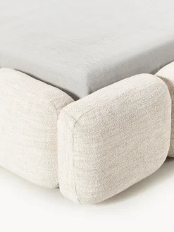 Cama tapizada en tejido bouclé con espacio de almacenamiento Tayla