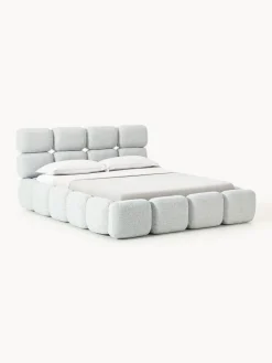 Cama tapizada en tejido bouclé con espacio de almacenamiento Tayla