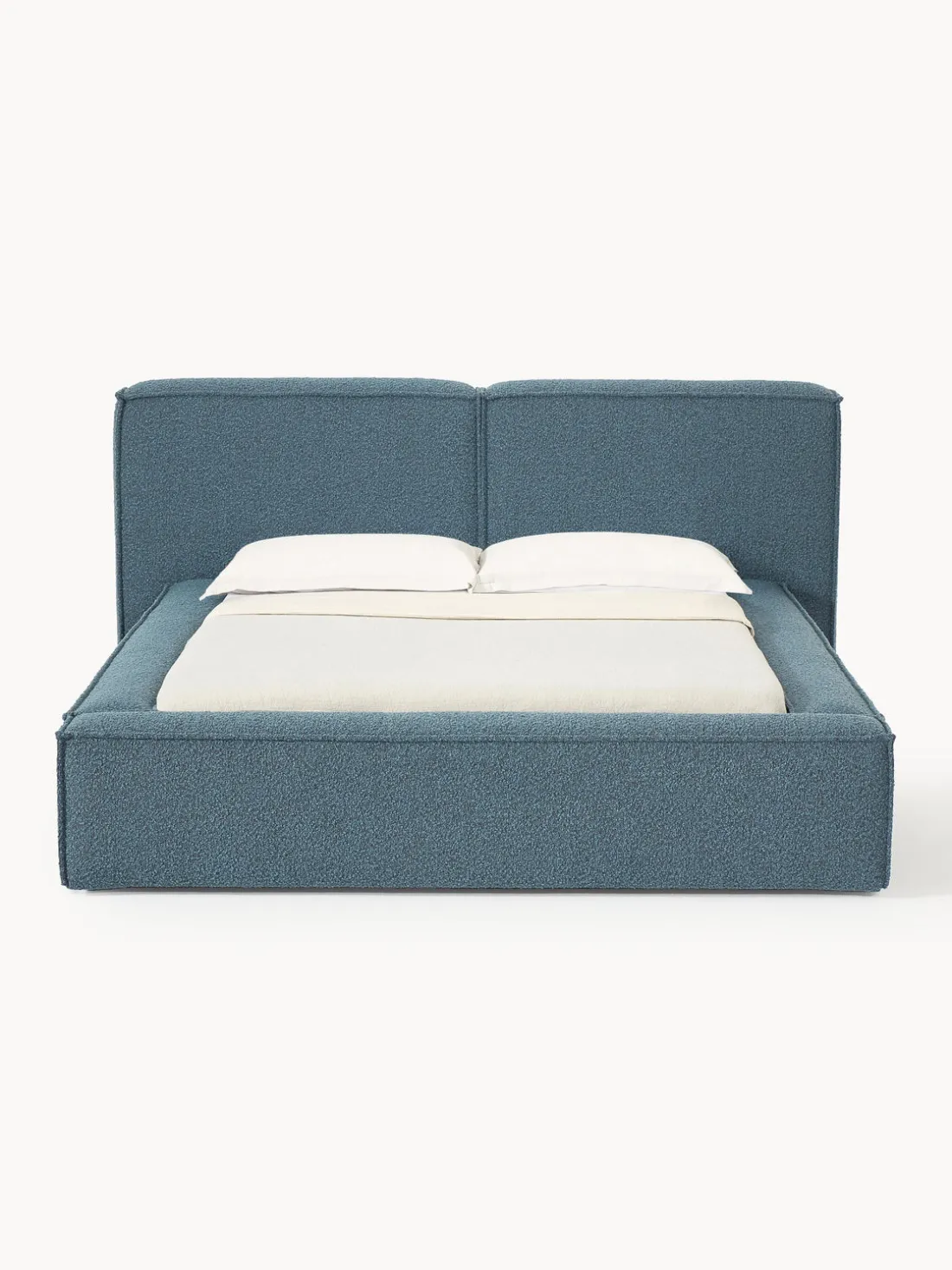 Cama tapizada en tejido bouclé Lennon