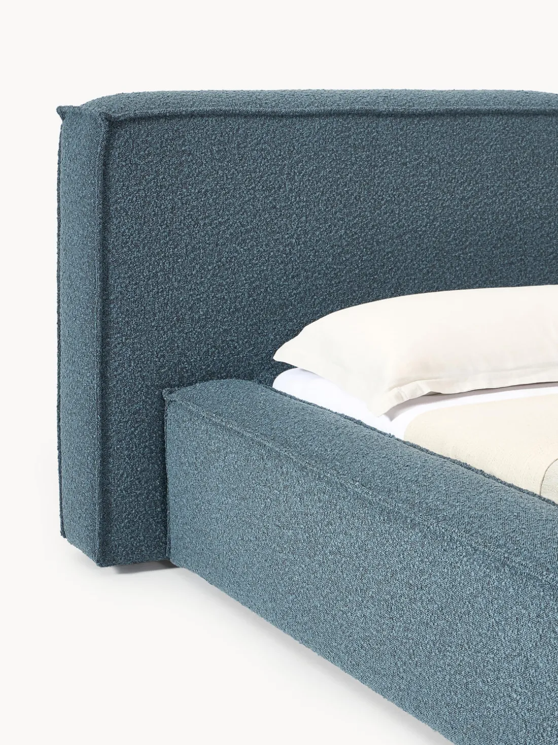 Cama tapizada en tejido bouclé Lennon