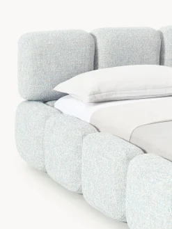 Cama tapizada en tejido bouclé con espacio de almacenamiento Tayla