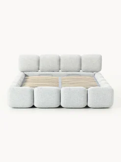 Cama tapizada en tejido bouclé con espacio de almacenamiento Tayla