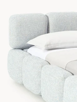 Cama tapizada en tejido bouclé Tayla