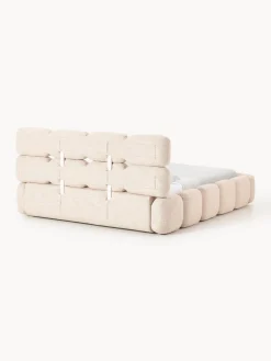 Cama tapizada en tejido bouclé Tayla