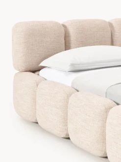 Cama tapizada en tejido bouclé Tayla