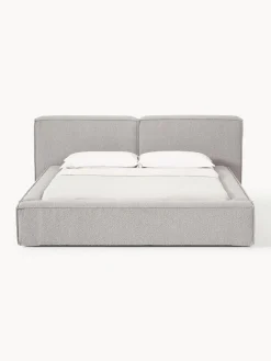Cama tapizada en tejido bouclé con espacio de almacenamiento Lennon