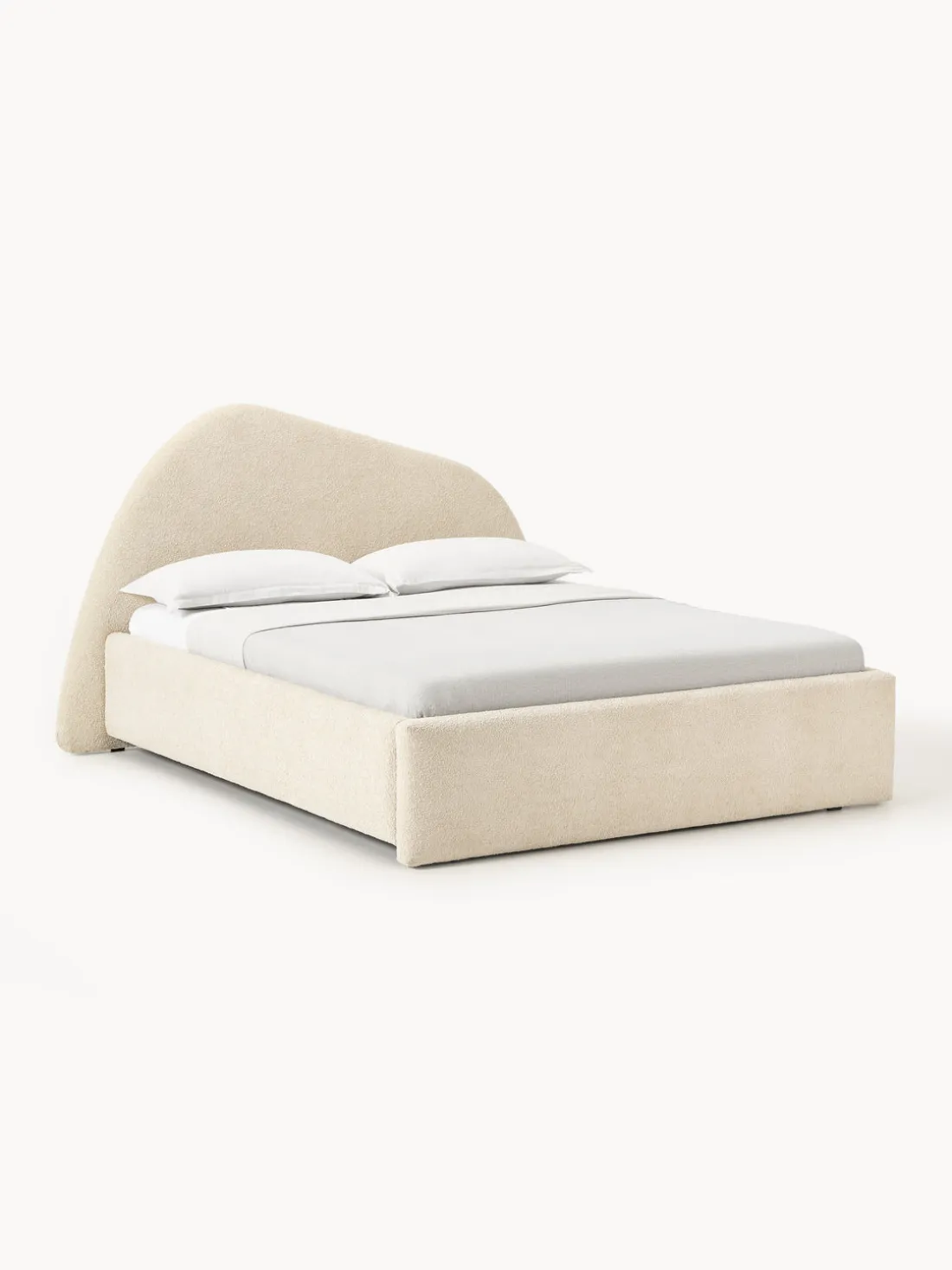 Cama tapizada en tejido bouclé Gary