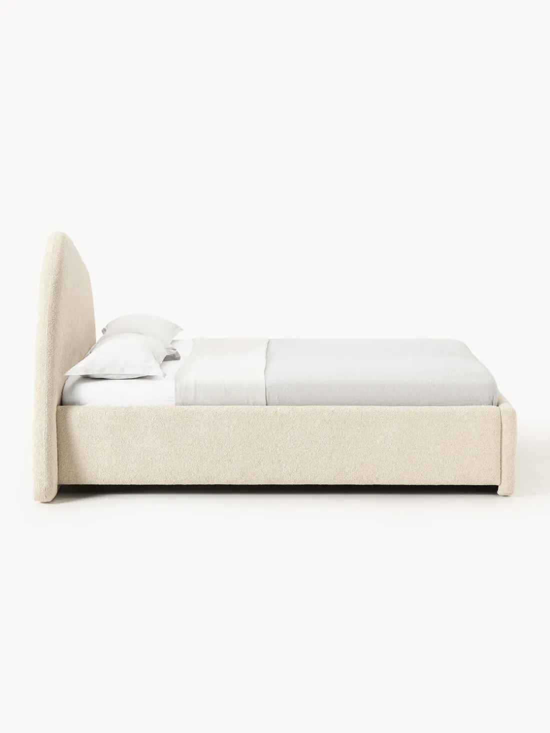 Cama tapizada en tejido bouclé Gary