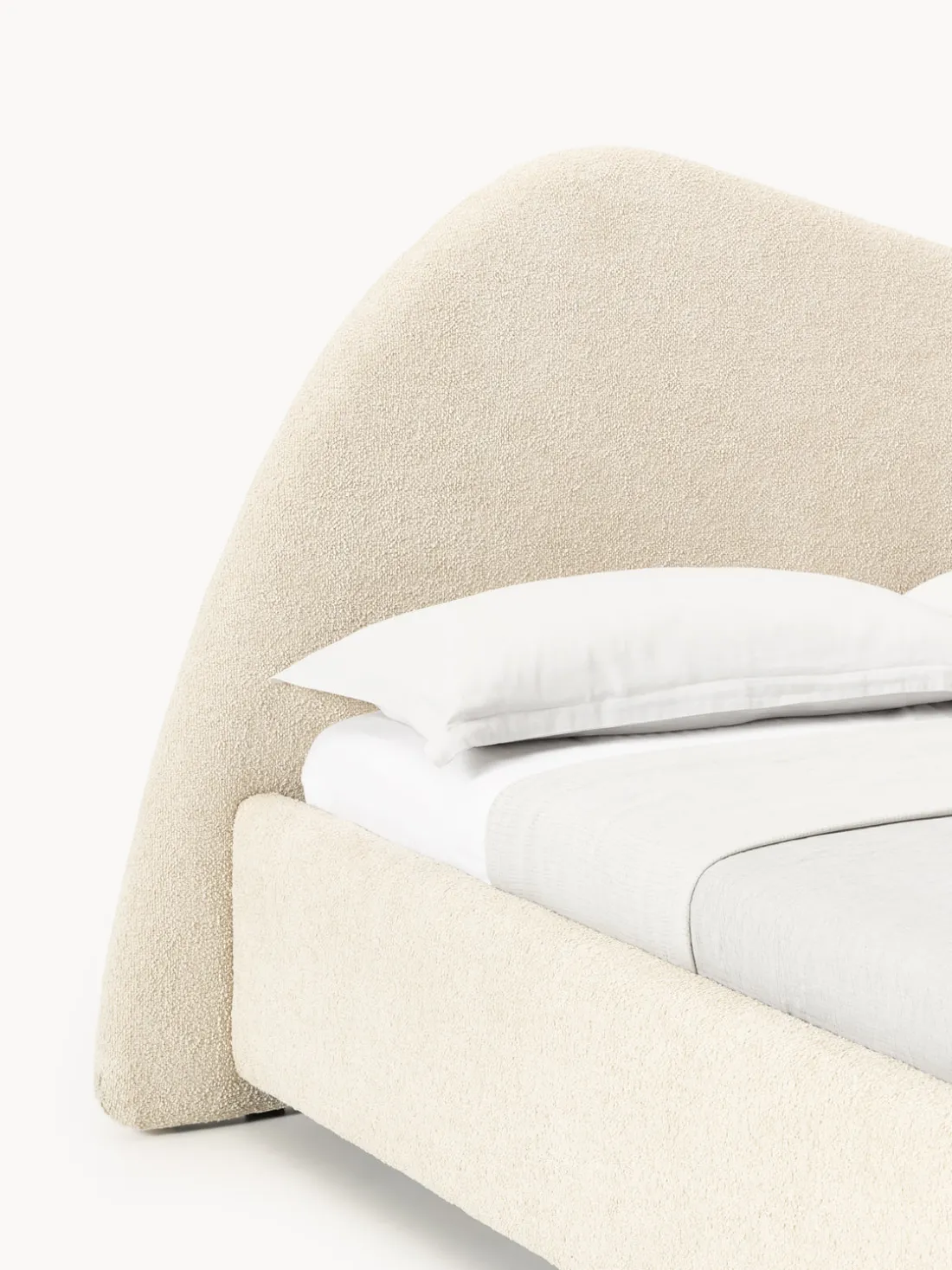 Cama tapizada en tejido bouclé Gary