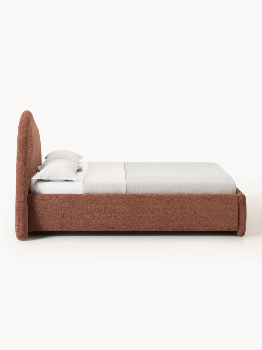 Cama tapizada en tejido bouclé Gary