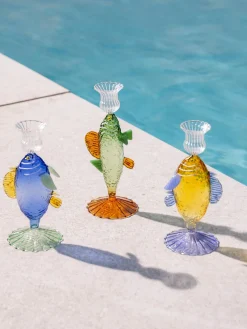 Candelabro artesanal de vidrio borosilicato Fish
