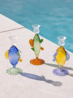 Candelabro artesanal de vidrio borosilicato Fish