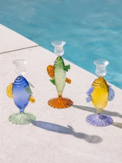 Candelabro artesanal de vidrio borosilicato Fish