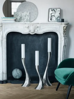 Candelabro de acero inoxidable con forma orgánica Cobra, 40 cm