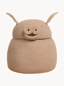 Cesta de almacenamiento artesanal con tapa Peggy the Pig