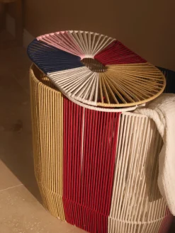 Cesta de ropa doble artesanal de cuerda Gabe