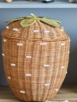 Cesta infantil de ratán en forma de fresa Pelino