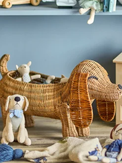 Cesta infantil de ratán Palle en forma de perro