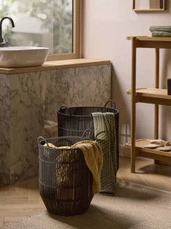 Cestas de ropa artesanales de cuerda, 2 uds.