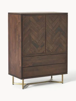 Chiffonnier de madera de mango diseño espiga Luca