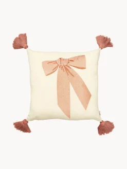 Cojín acogedor de algodón orgánico con borlas Bows