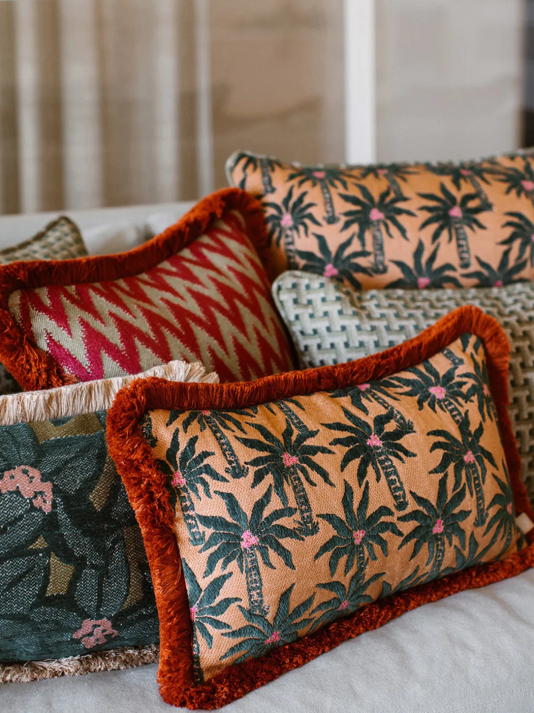 Cojín artesanal para exterior Laura