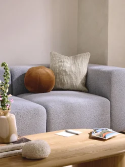 Cojín decorativo redondo de piel sintética Ginny