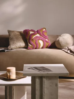 Cojín decorativo redondo de piel sintética Ginny