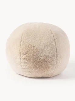 Cojín decorativo redondo de piel sintética Ginny