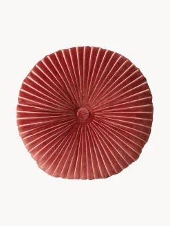 Cojín redondo artesanal de algodón Ripple, Ø 35 cm