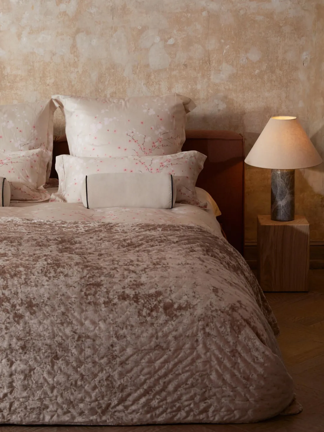 Cojín rulo de terciopelo Monet