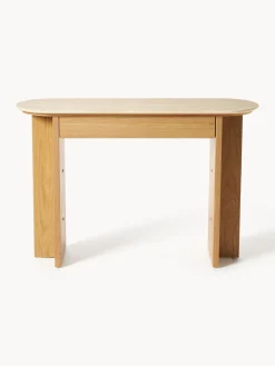 Consola de madera con tablero de travertino y cajón Zumi