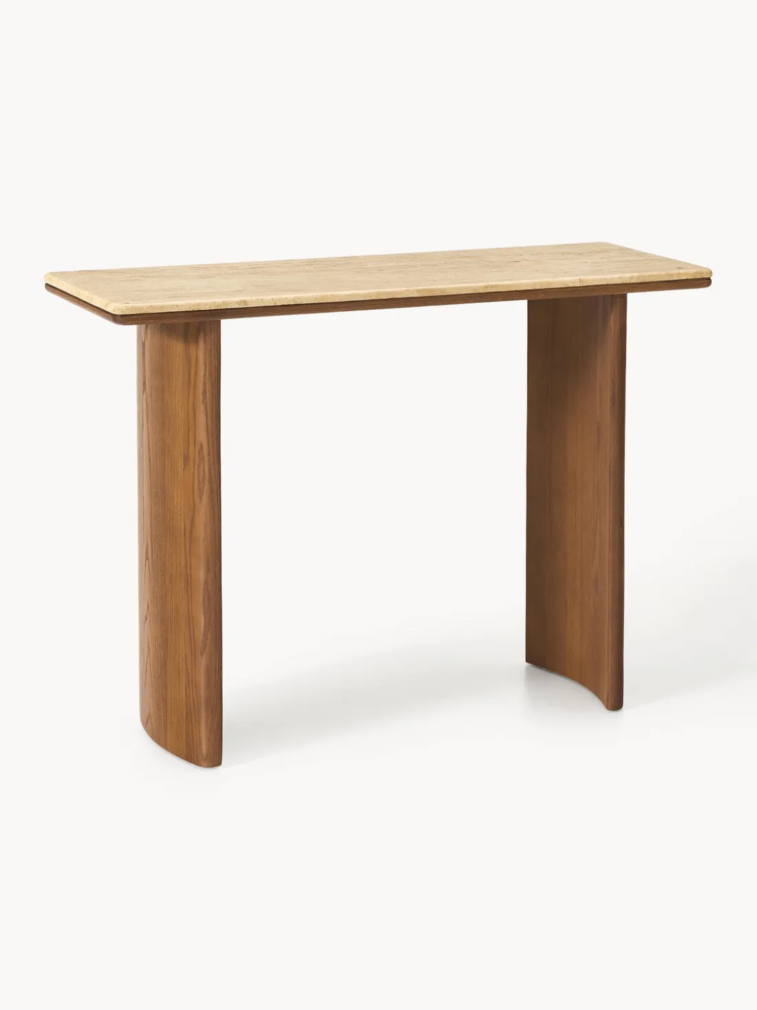 Consola de madera de roble con tablero de travertino Chandler