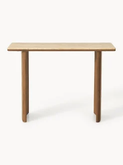 Consola de madera de roble con tablero de travertino Chandler