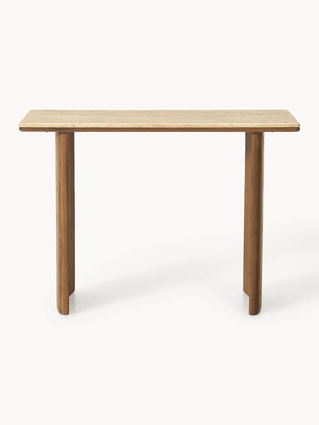 Consola de madera de roble con tablero de travertino Chandler