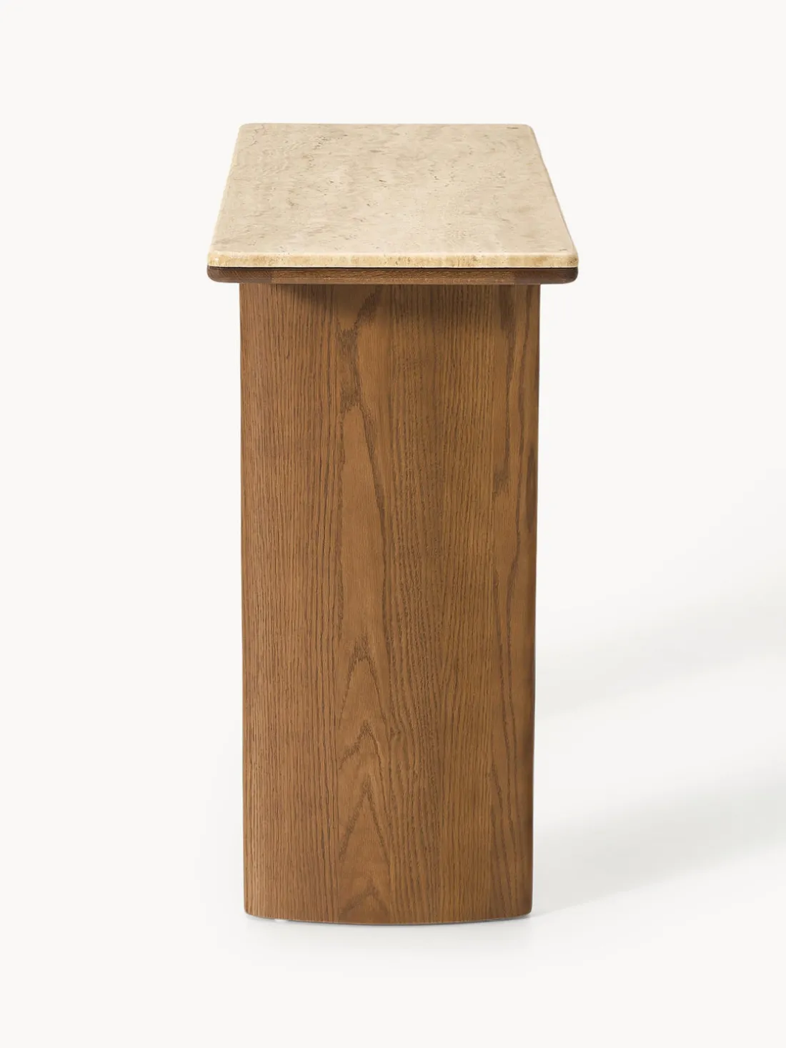 Consola de madera de roble con tablero de travertino Chandler
