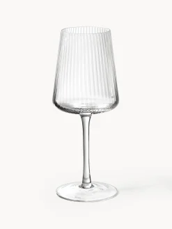 Copas de vino blanco artesanales con relieves Cami, 4 uds.