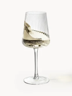 Copas de vino blanco artesanales con relieves Cami, 4 uds.