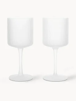 Copas de vino blanco sopladas con relieve Ripple, 2 uds.