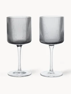 Copas de vino blanco sopladas con relieve Ripple, 2 uds.