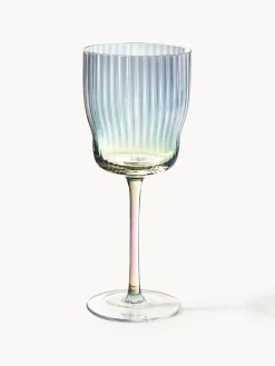 Copas de vino sopladas con relieve y brillo nacarino Juno, 4 uds.